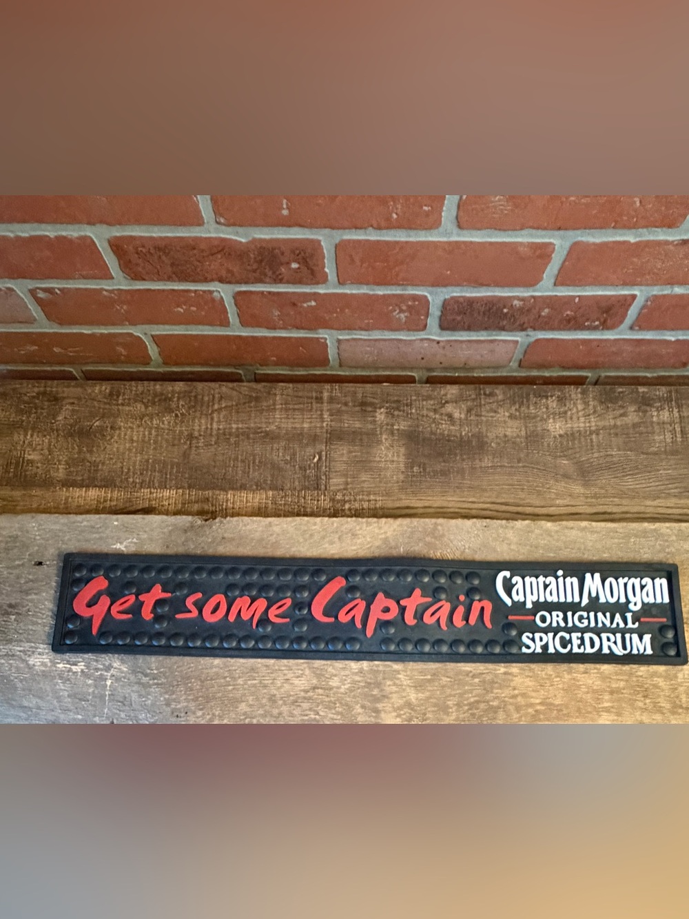 Captain Morgan Spiced Rum Rubber Bar Mat Runner Rail Spill Tray Man Cave Barware